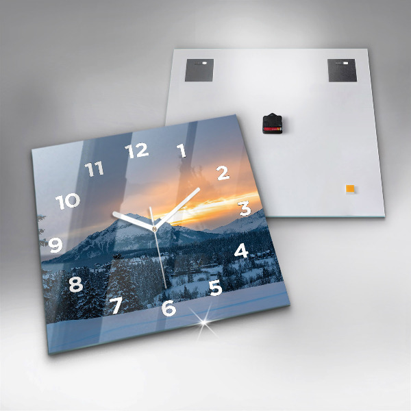 Pendule carrée en verre Paysage de montagne