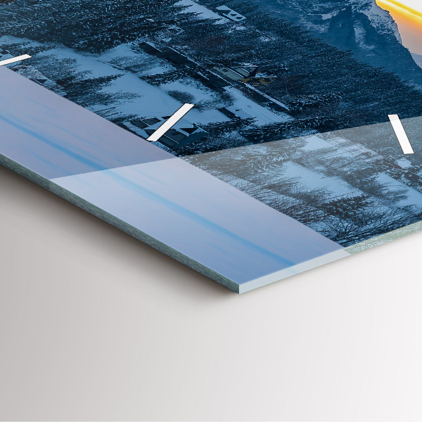 Pendule carrée en verre Paysage de montagne