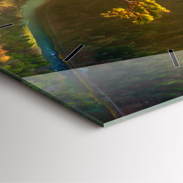 Pendule carrée en verre Coucher de soleil sur les montagnes