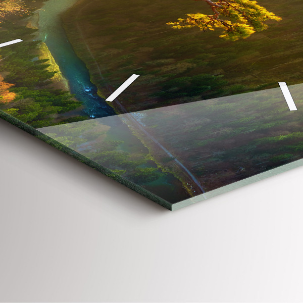 Pendule carrée en verre Coucher de soleil sur les montagnes