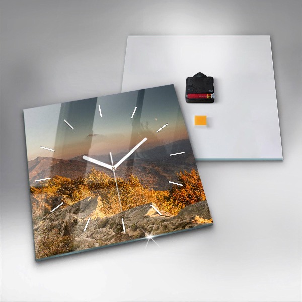 Horloge carrée en verre Les montagnes de Bieszczady