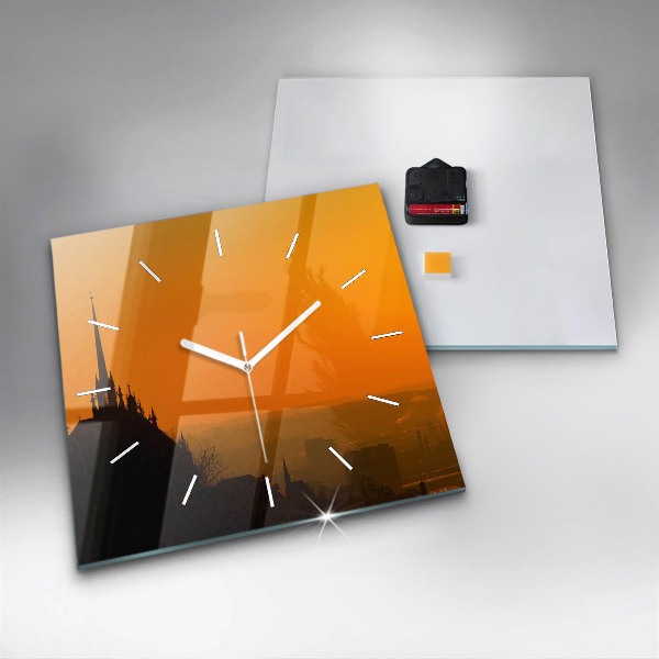 Pendule carrée en verre Vue de la cathédrale de Brno