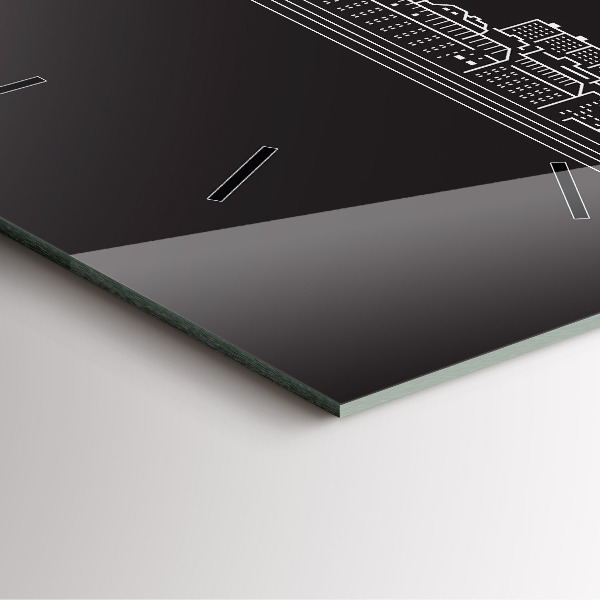 Horloge carrée en verre 'Dessin de la ville d''Ostrava'