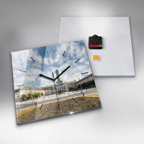 Pendule carrée en verre 'Panorama de la ville d''Ostrava'