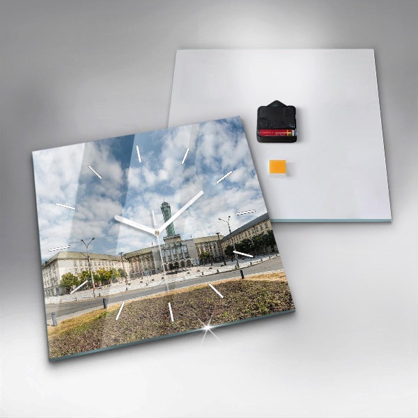 Pendule carrée en verre 'Panorama de la ville d''Ostrava'