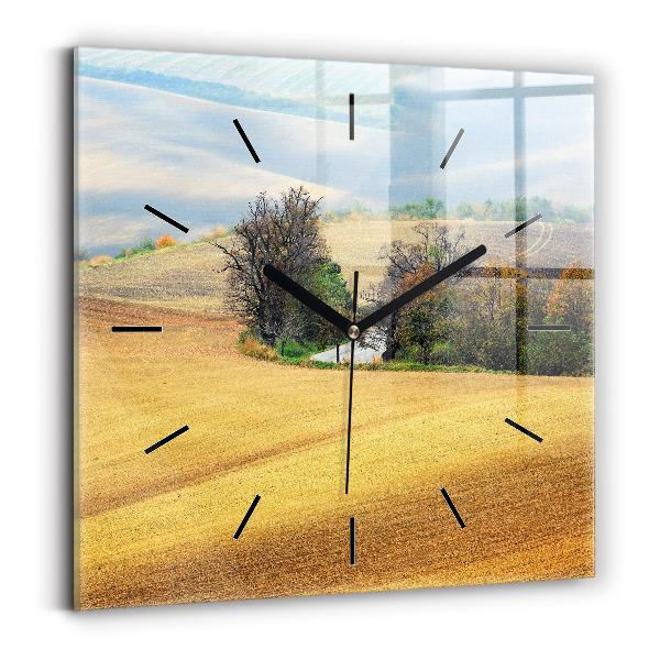Horloge murale carrée Paysage rural de Moravie