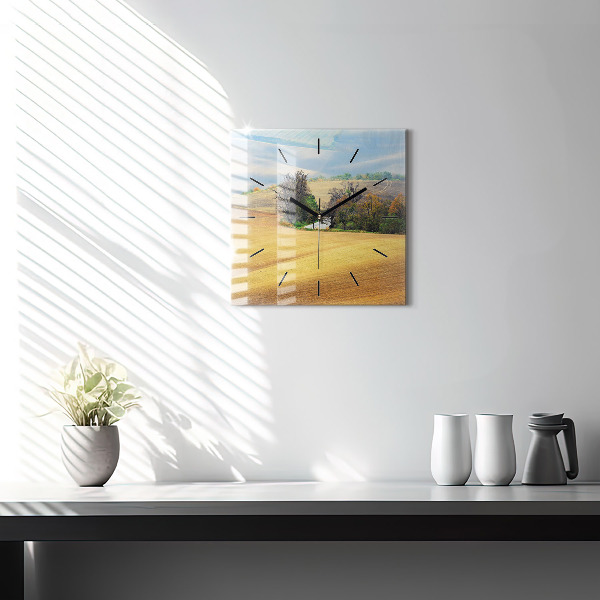 Horloge murale carrée Paysage rural de Moravie