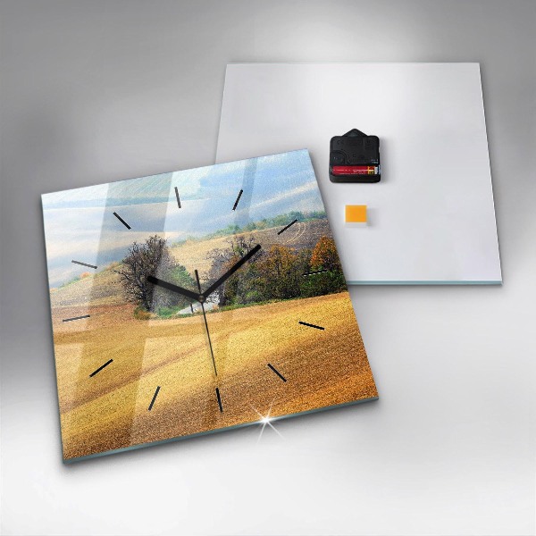 Horloge murale carrée Paysage rural de Moravie