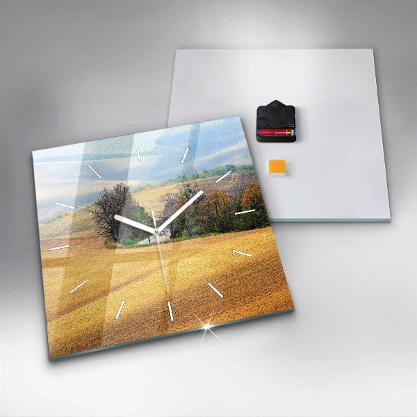 Horloge murale carrée Paysage rural de Moravie
