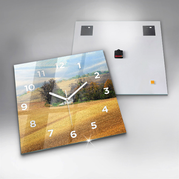 Horloge murale carrée Paysage rural de Moravie