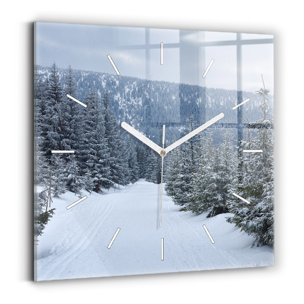 Horloge murale carrée Les monts des Géants tchèques en hiver