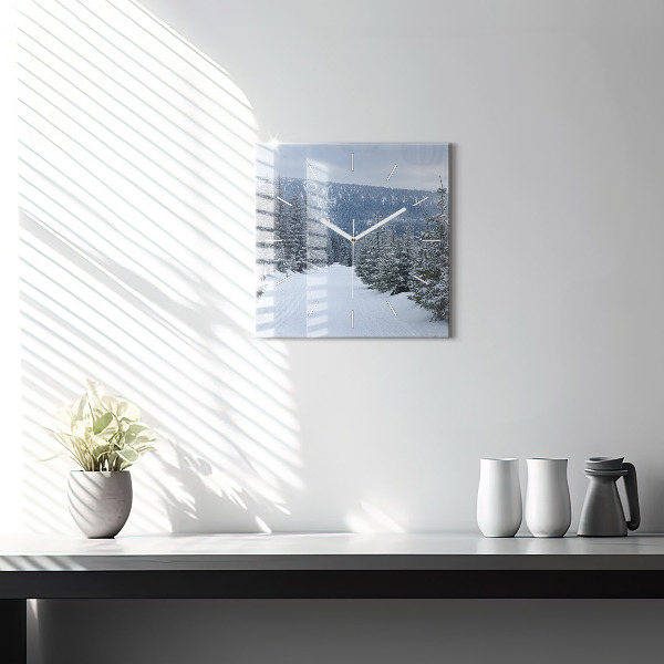 Horloge murale carrée Les monts des Géants tchèques en hiver