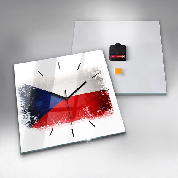 Horloge carrée en verre drapeau tchèque