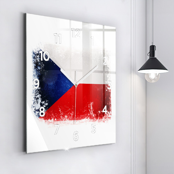Horloge carrée en verre drapeau tchèque