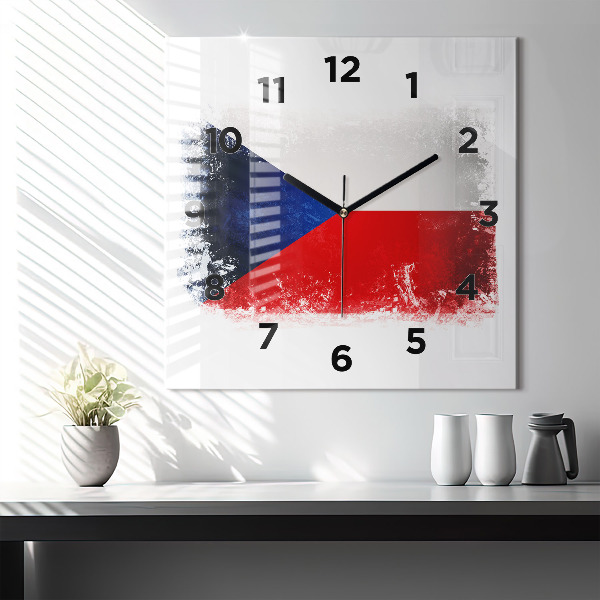 Horloge carrée en verre drapeau tchèque