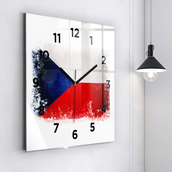 Horloge carrée en verre drapeau tchèque