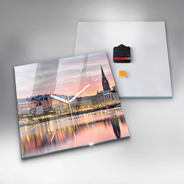 Horloge murale carrée Alster à Hambourg