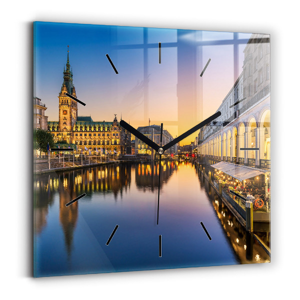 Horloge carrée en verre Hôtel de ville de Hambourg