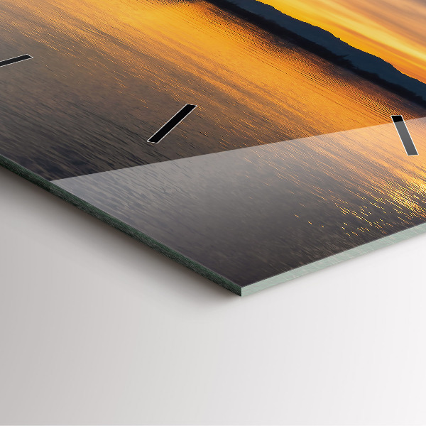 Pendule carrée en verre Coucher de soleil sur le lac