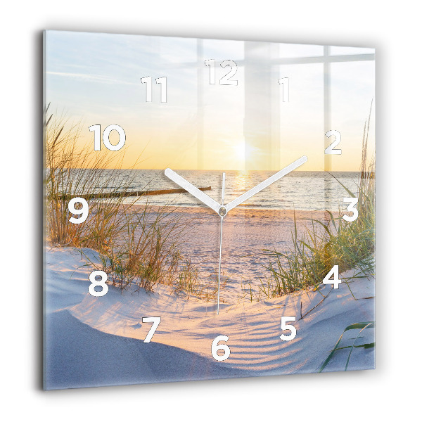 Horloge carrée en verre Coucher de soleil sur la mer