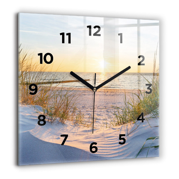 Horloge carrée en verre Coucher de soleil sur la mer