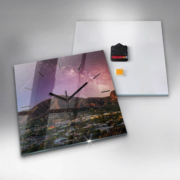 Horloge murale carrée Paysage de montagne