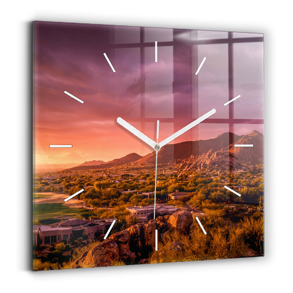 Horloge murale carrée Coucher de soleil au nord de Scottsdale