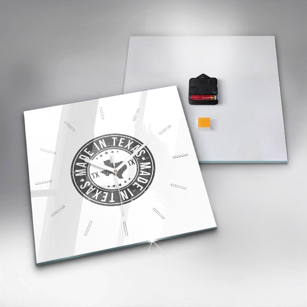 Pendule carrée en verre timbre du Texas