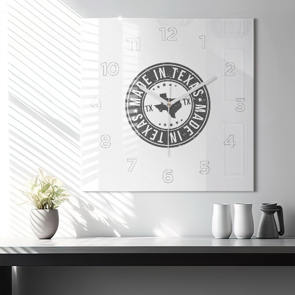 Pendule carrée en verre timbre du Texas