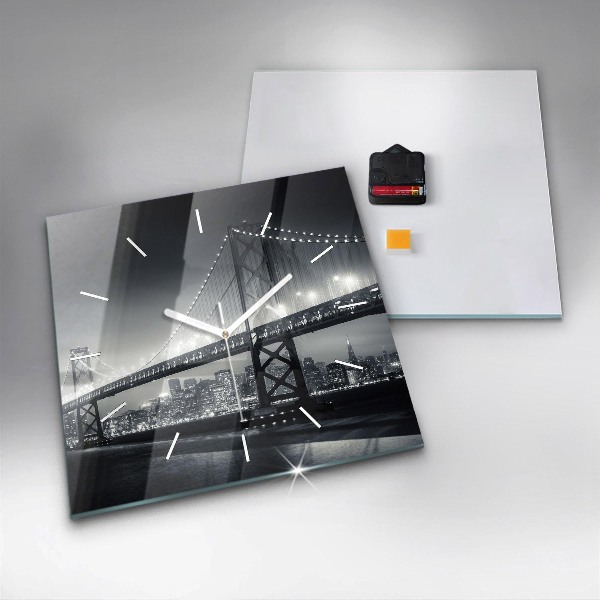 Pendule carrée en verre Pont de San Francisco la nuit