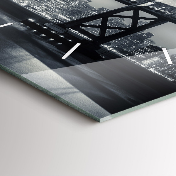 Pendule carrée en verre Pont de San Francisco la nuit