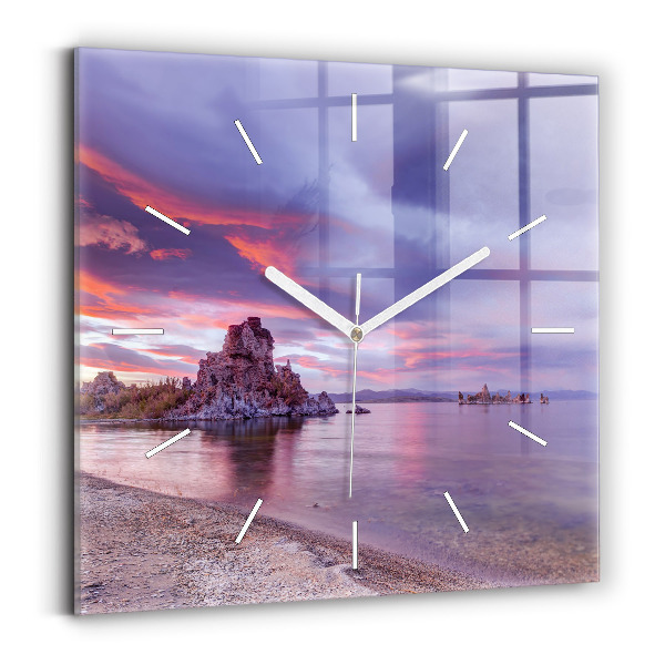 Horloge carrée en verre Lever de soleil en Californie