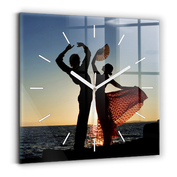 Horloge murale carrée Danse espagnole en mer