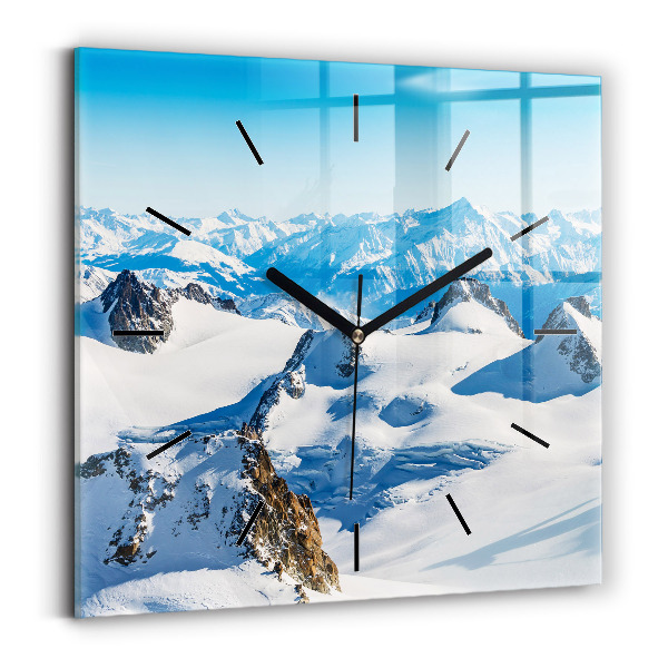Horloge carrée en verre Skieur dans les Alpes