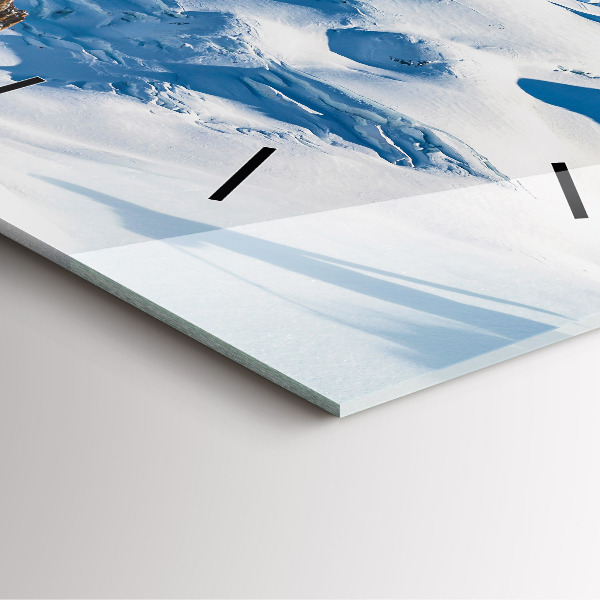 Horloge carrée en verre Skieur dans les Alpes