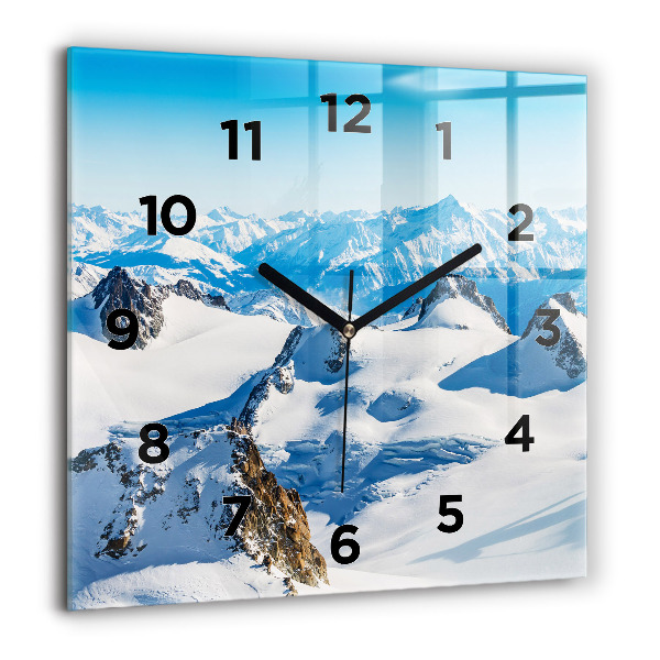 Horloge carrée en verre Skieur dans les Alpes