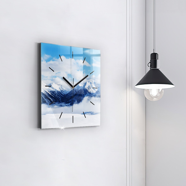 Horloge murale carrée panorama de montagne