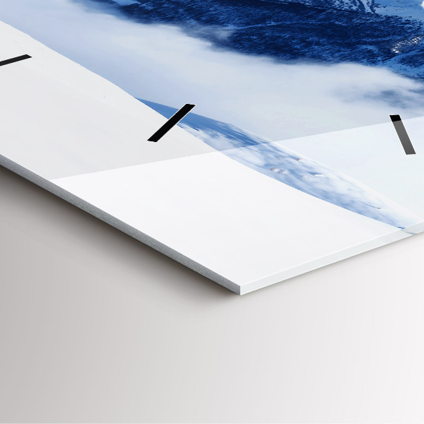 Horloge murale carrée panorama de montagne