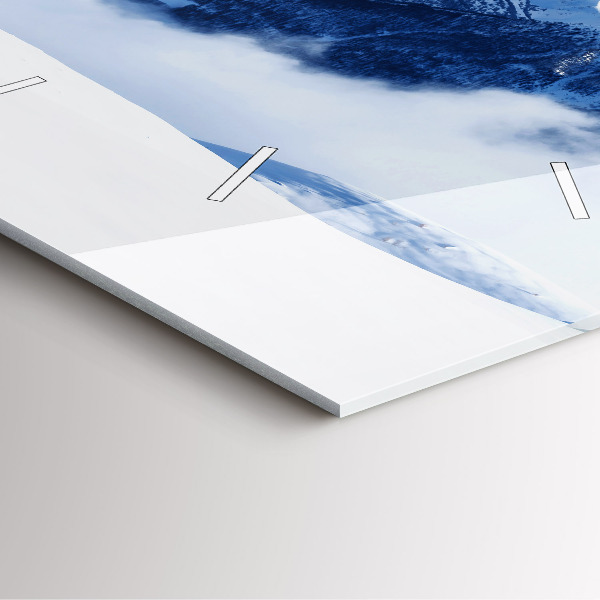 Horloge murale carrée panorama de montagne