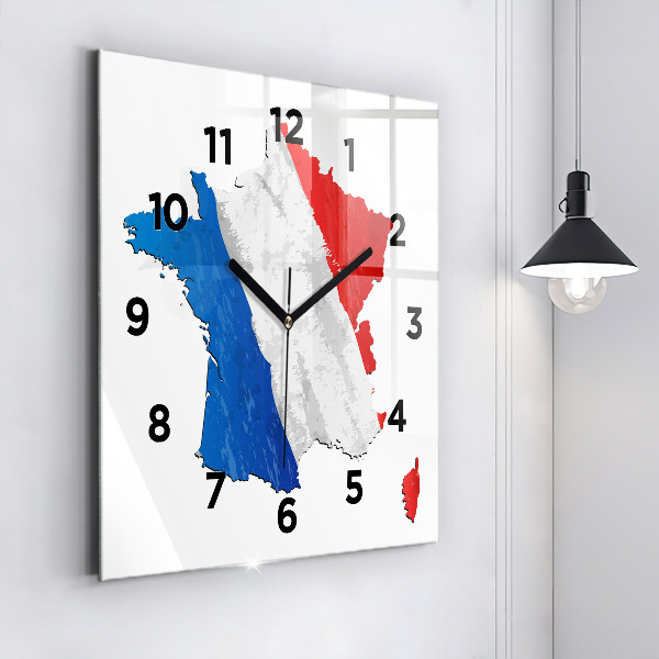 Horloge murale carrée Drapeau de la France