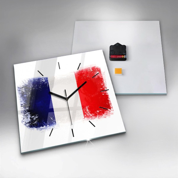 Horloge carrée en verre Drapeau de la France