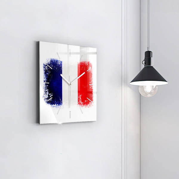 Horloge carrée en verre Drapeau de la France