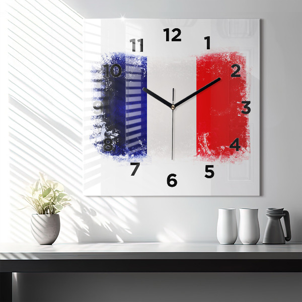 Horloge carrée en verre Drapeau de la France