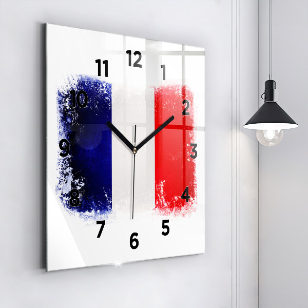 Horloge carrée en verre Drapeau de la France