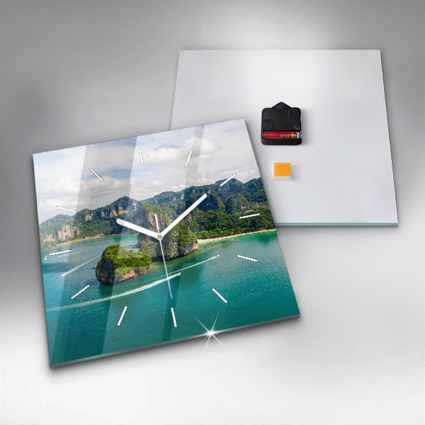 Pendule carrée en verre Île en Thaïlande