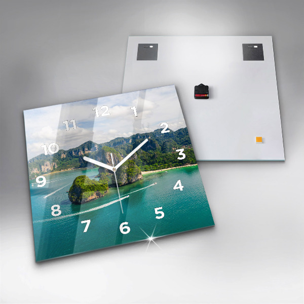 Pendule carrée en verre Île en Thaïlande