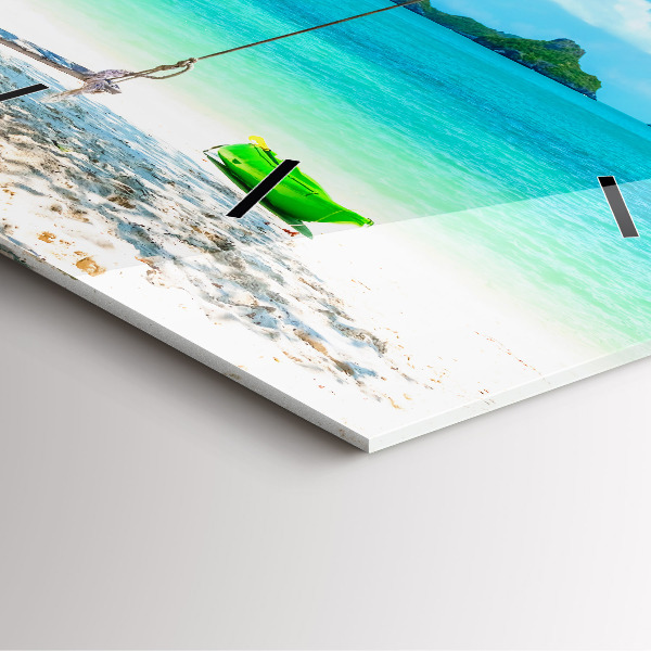 Pendule carrée en verre Île ensoleillée de Thaïlande