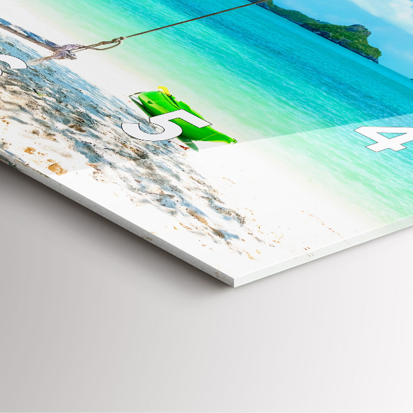 Pendule carrée en verre Île ensoleillée de Thaïlande