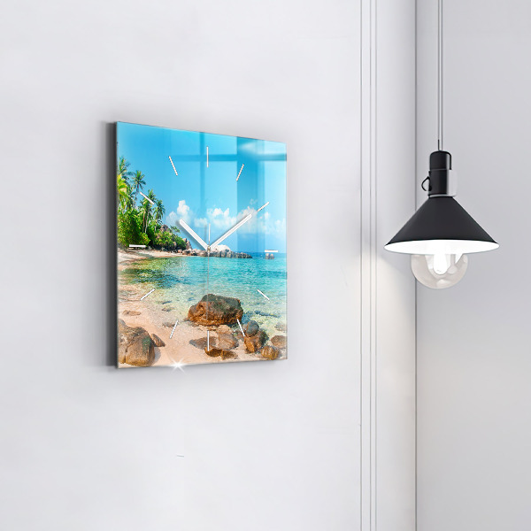 Pendule carrée en verre Belle plage en Thaïlande