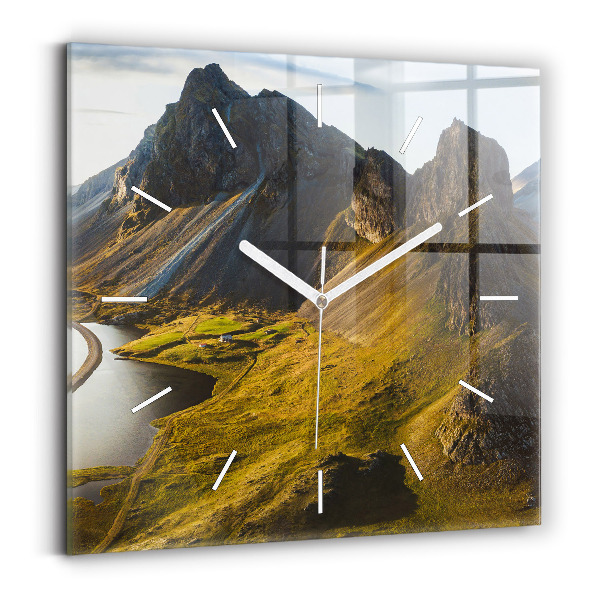 Pendule carrée en verre Route en Islande